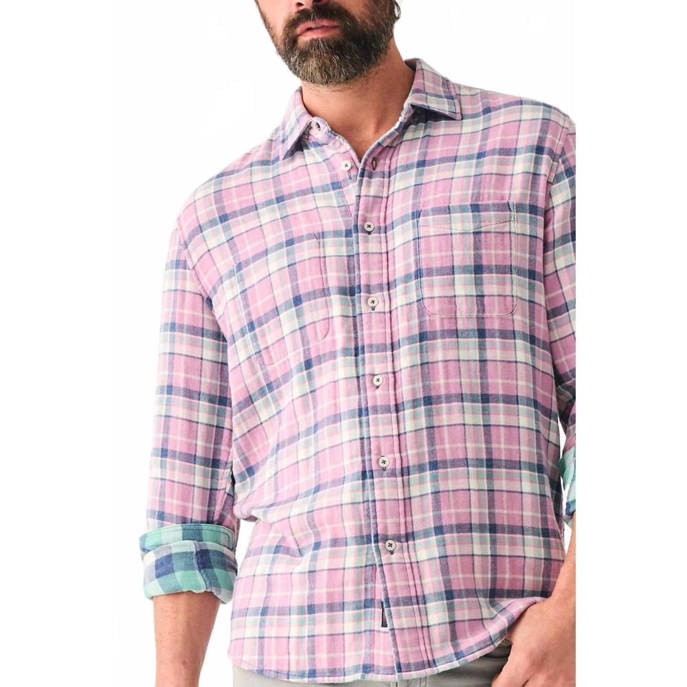 NEW FAHERTY reversible shirt in orchid bay plaid